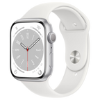 Apple-Watch-Series-8-45mm-Zilver-Aluminium-Wit-Sportband