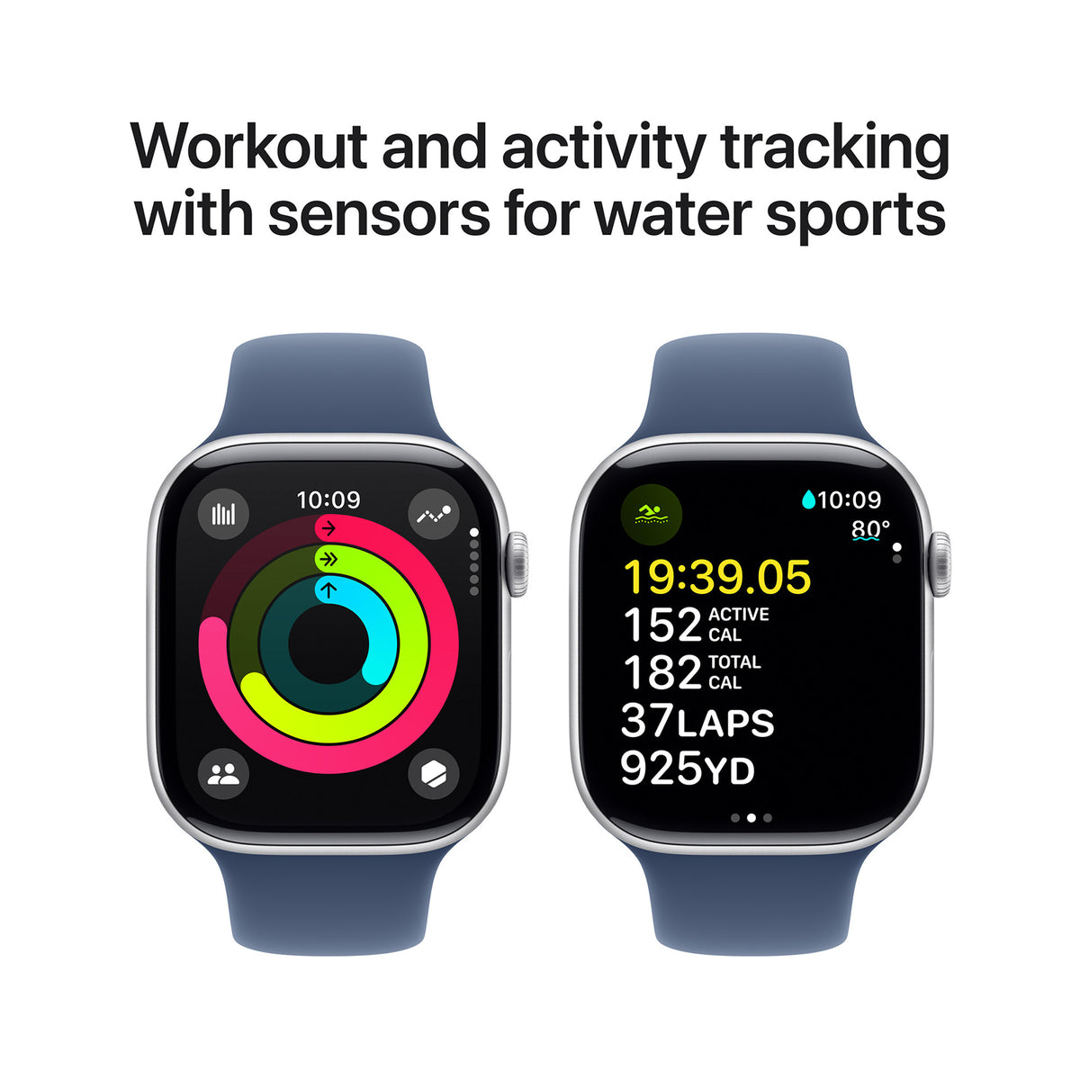 Apple Watch Series 10 46mm - Zilver Aluminium Blauw Sportband