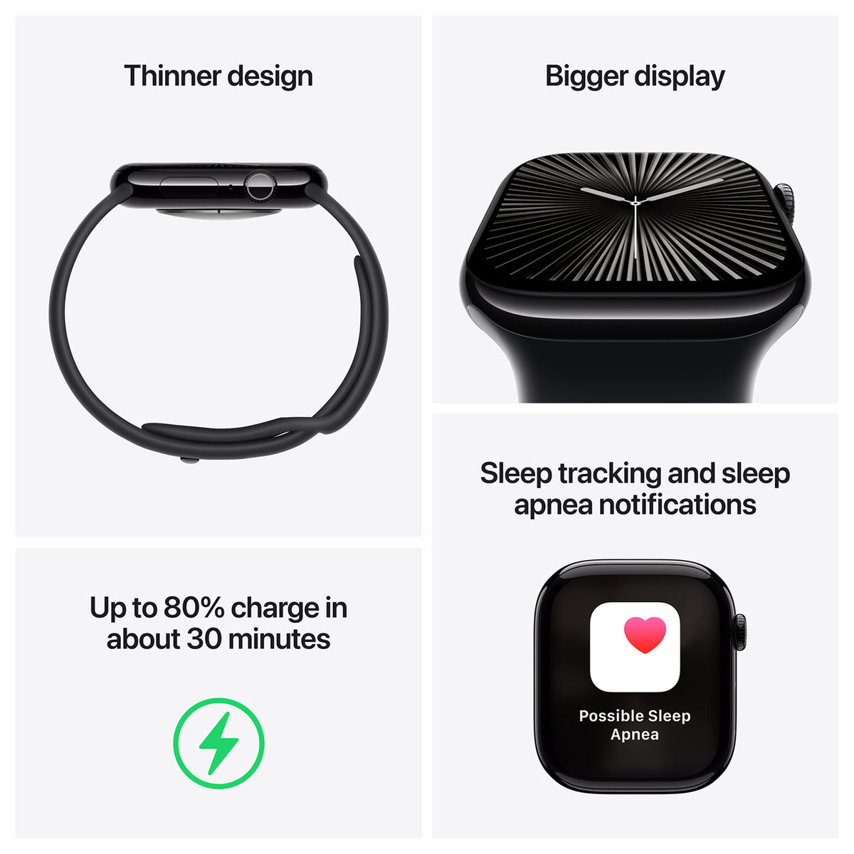 Apple Watch Series 10 46mm - Zwart Aluminium Zwart Sportband