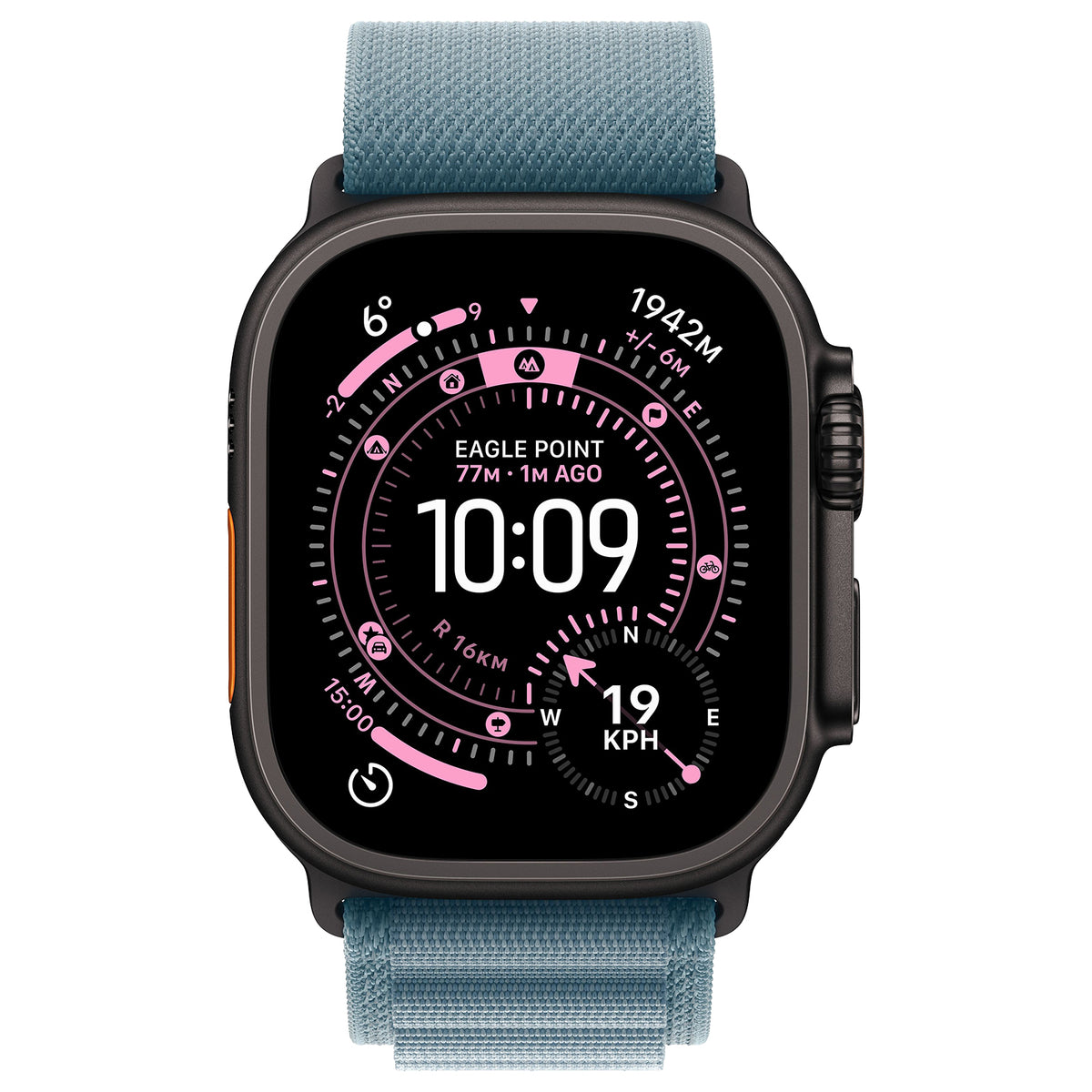 Apple Watch Ultra 3 5G Zwart - Alpine band Lichtblauw