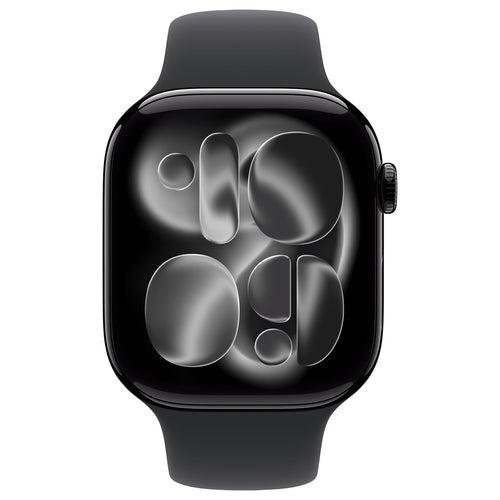 Apple Watch Series 11 46mm - Gitzwart Aluminium Zwart Sportband