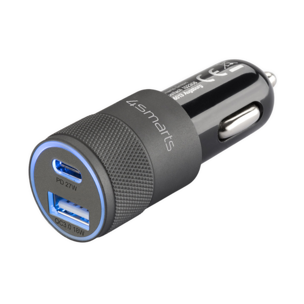 Refurbished 4smarts 27W 2 in 1 autolader USB-A en USB-C