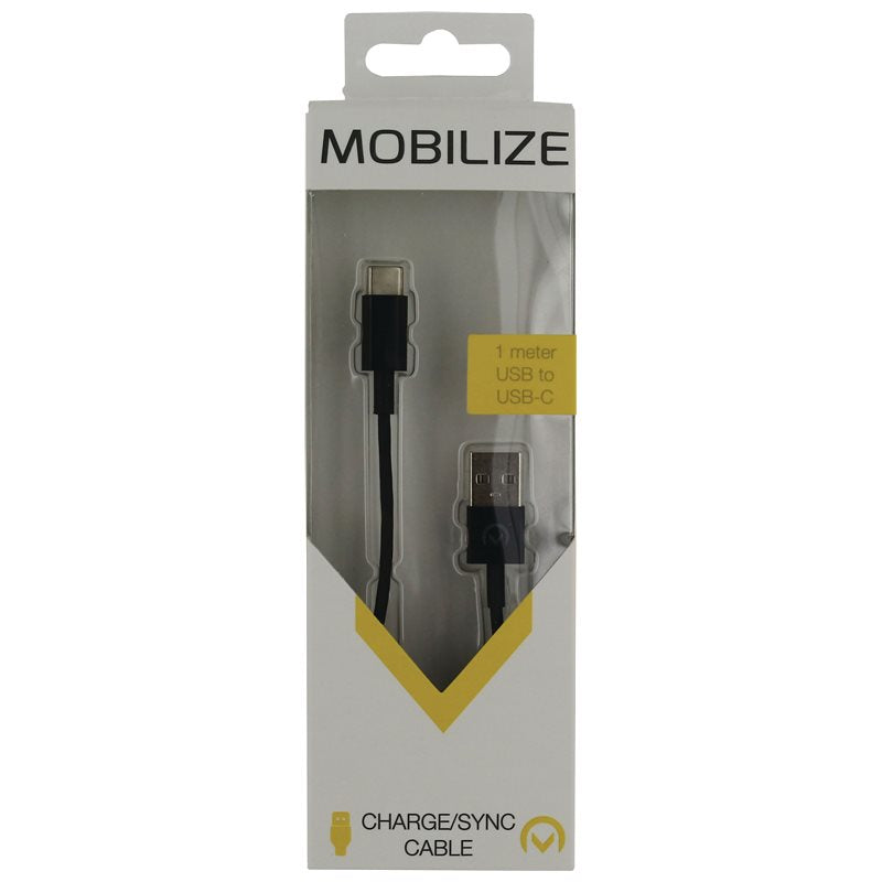 Refurbished Mobilize Charge/Sync Cable USB-C 1m. - Zwart
