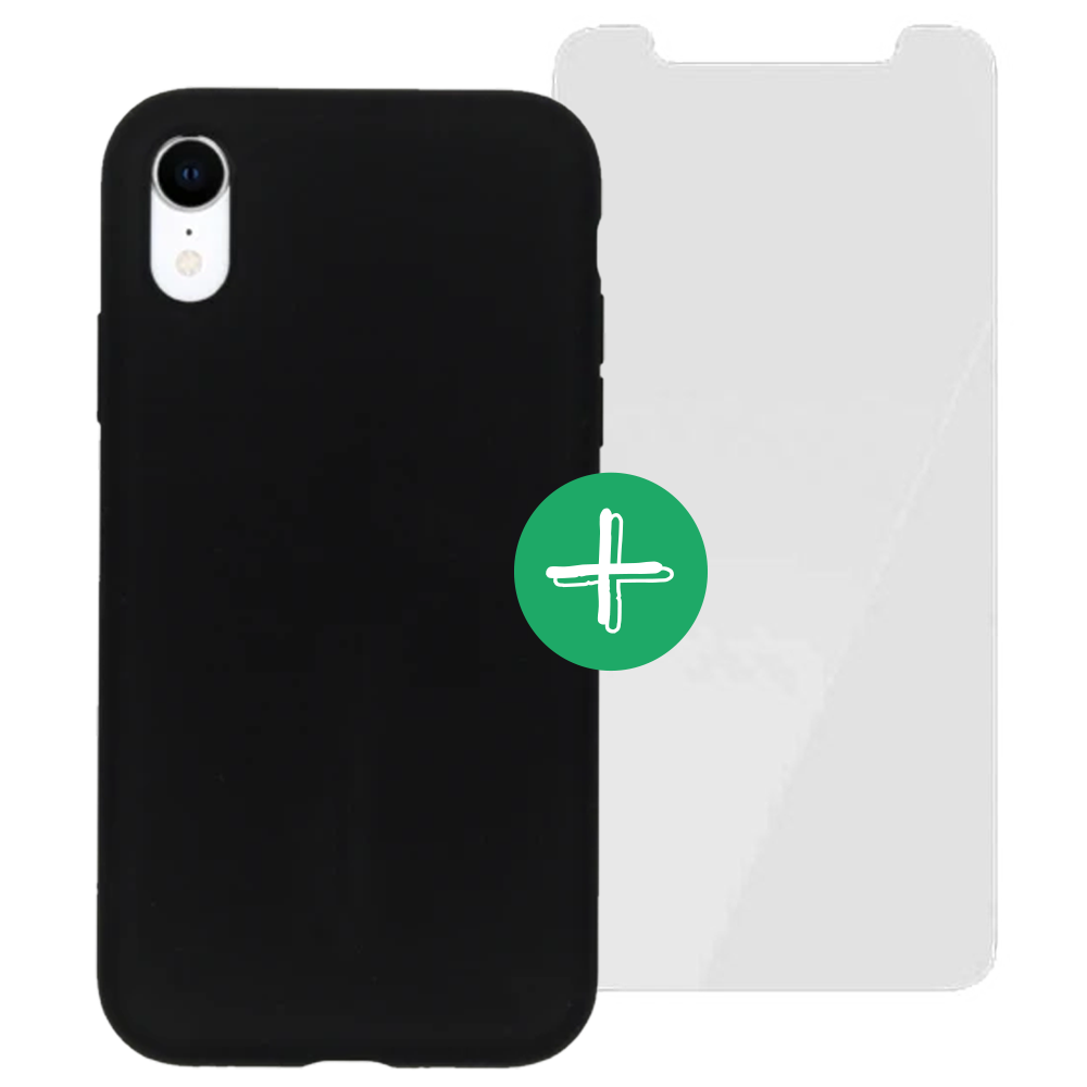 Refurbished Silicone Case + Screenprotector voor iPhone XR - Zwart - test-product-media-liquid1