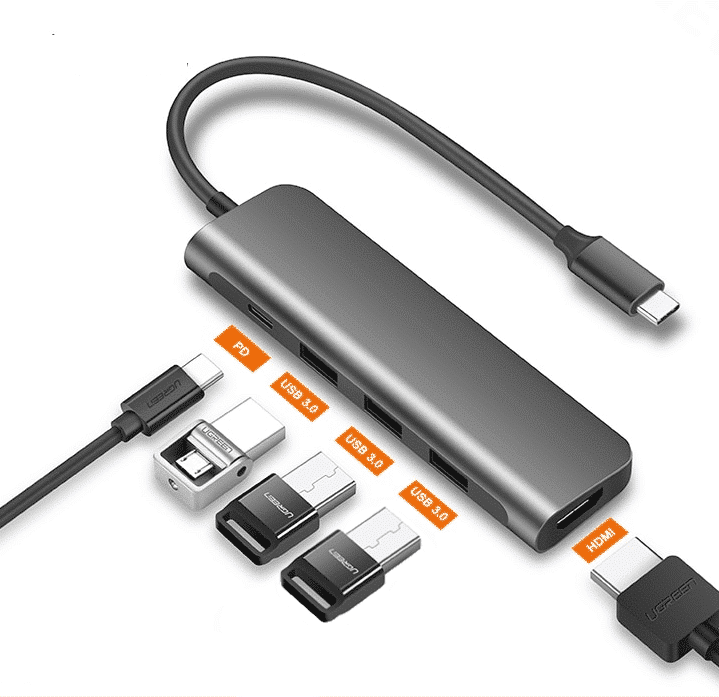 Refurbished UGreen 5-in-1 USB-C Hub met HDMI, 3 x USB 3.0, 1 x USB-C Charge